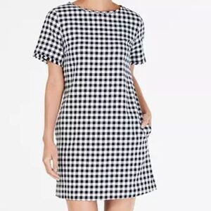 Women's Weekend Max Mara Afelio Gingham Nay Blue White Cotton Dress Size 2